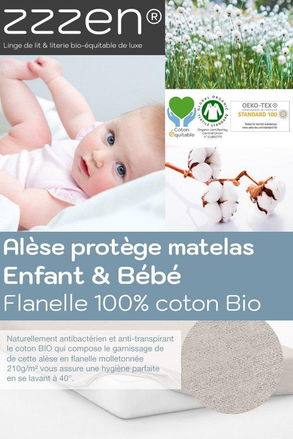 Alèse protège matelas enfant & bébé en flanelle de coton bio - Label Naturel