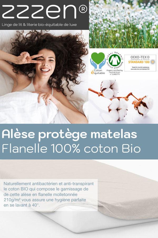 Protège matelas en flanelle de coton bio - Label Naturel