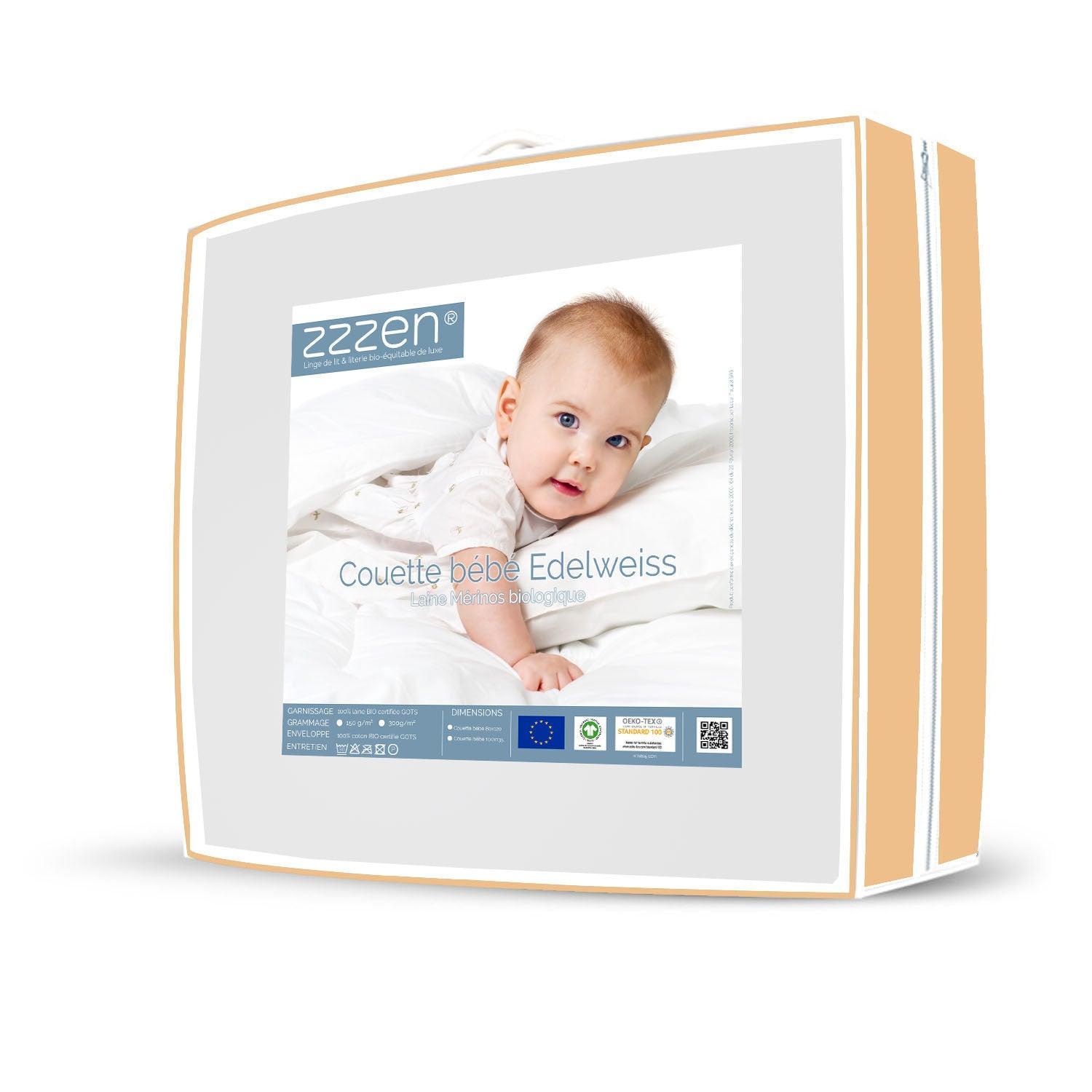 Pack couette bébé bi-matière coton bio & laine bio Edelweiss - Label Naturel