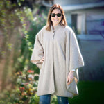 Grand poncho col tricot 100% laine des Pyrénées - Label Naturel